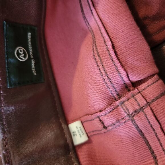 AG Pants Lamb Leather Farrah Skinny High Rise Wine Soft Saks Fifth Avenue sz 26 - Picture 6 of 6